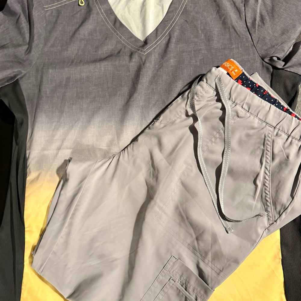 Koi Gray and Yellow Scrubs